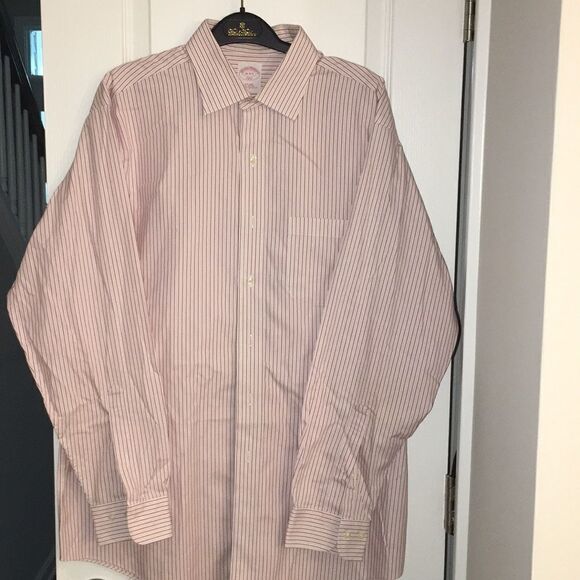 Brooks Brothers Pink Red Stripe non iron shirt L - Picture 1 of 4